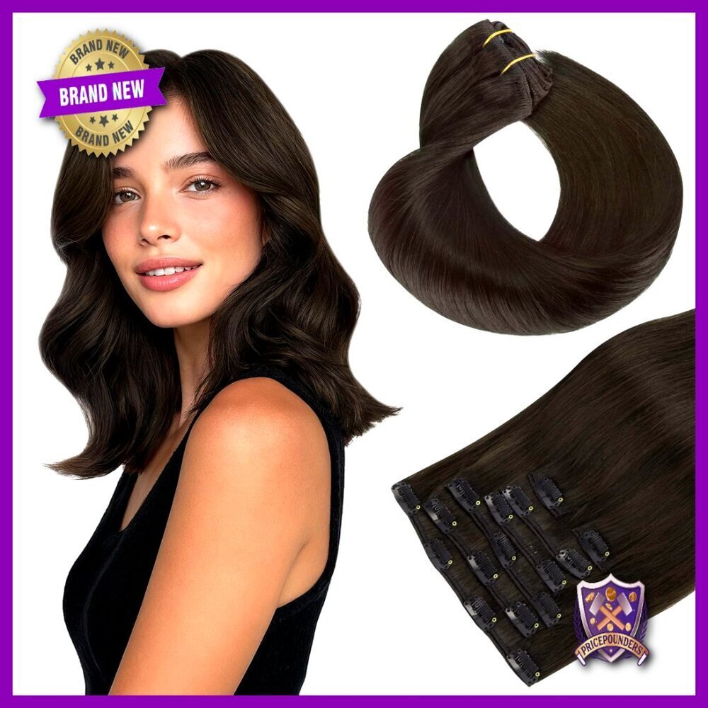 Real Human Hair Clip-in Extensions Straight Remy 14 Inch 7pcs Adjustable